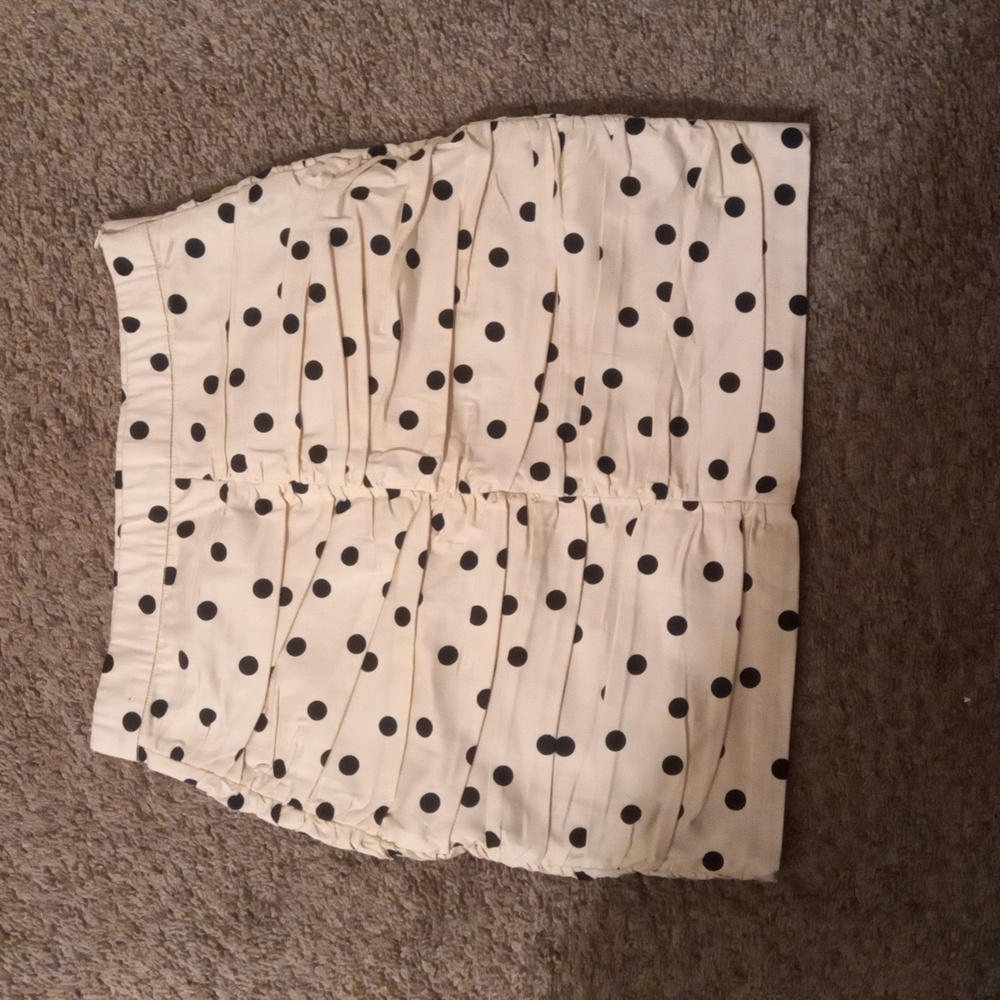 NWOT Stradivarius Cream Skirt with Black Dots